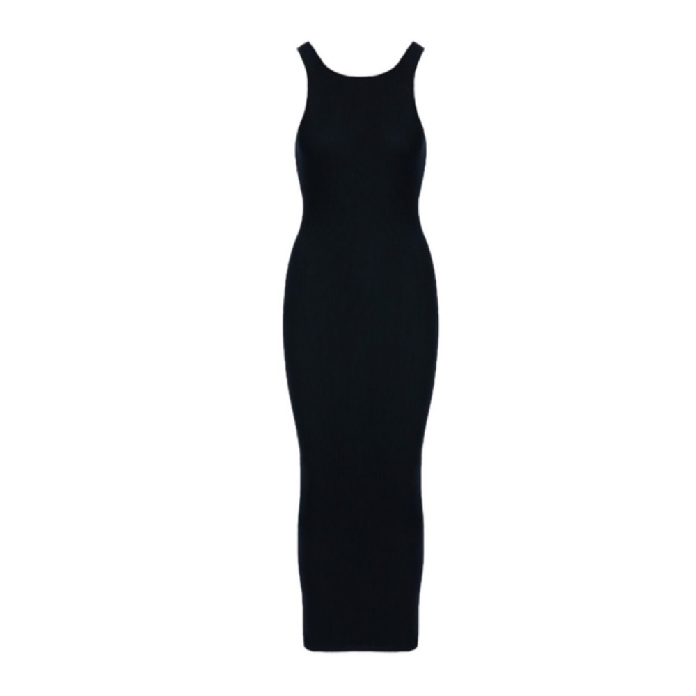 Naked wardrobe get on knit high neck sleeveless black maxi dress new!